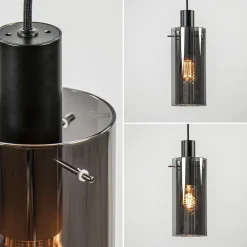 Cheap Straluma Ronde 3-lichts hanglamp met cilinder smoke glas