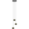 Online Straluma Ronde 3-lichts hanglamp zwart/champagne LED