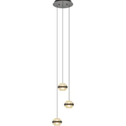 Online Straluma Ronde 3-lichts hanglamp zwart/champagne LED