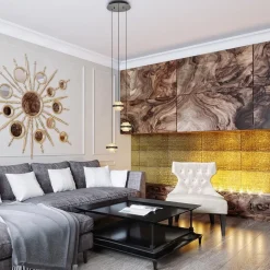 Online Straluma Ronde 3-lichts hanglamp zwart/champagne LED