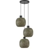 Fashion Straluma Ronde 3-lichts hanglamp zwart met bamboe kappen