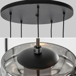 Hot Straluma Ronde 5-lichts hanglamp zwart met diverse smoke glazen