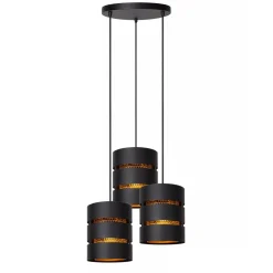 Hot Straluma Ronde 3-lichts hanglamp zwart met goud