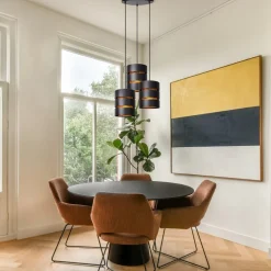 Hot Straluma Ronde 3-lichts hanglamp zwart met goud