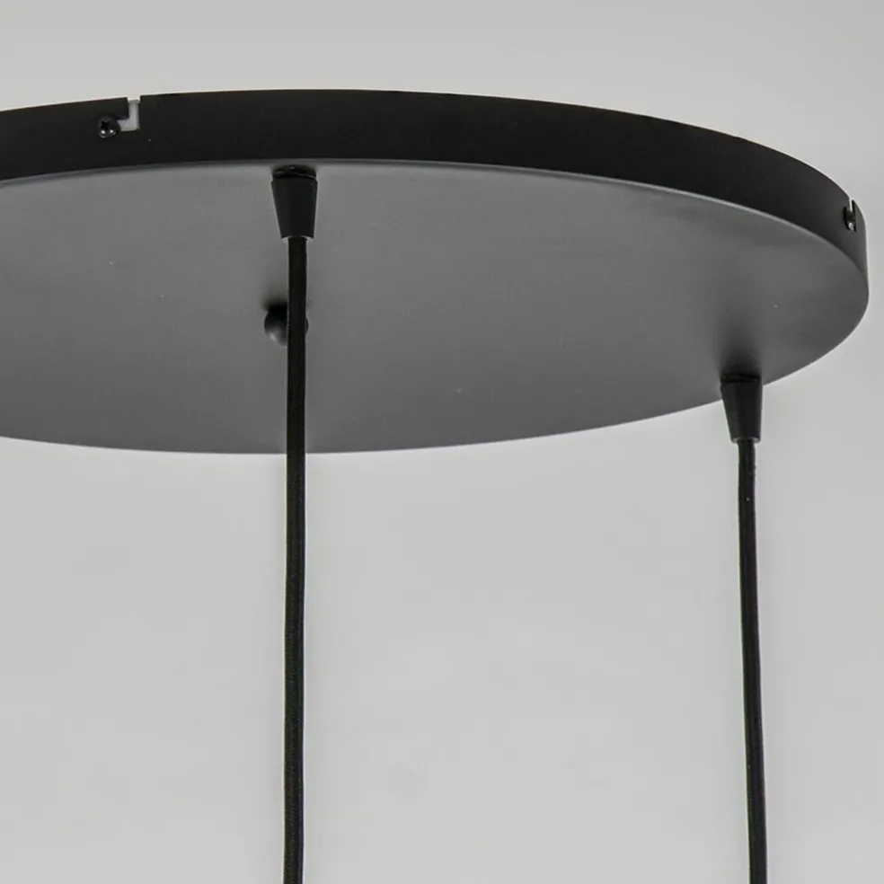 Discount Straluma Ronde 3-lichts hanglamp zwart met smoke/helder glas