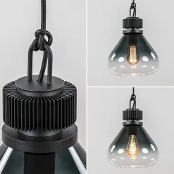 Discount Straluma Ronde 3-lichts hanglamp zwart met smoke/helder glas