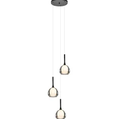 Hot Straluma Ronde 3-lichts hanglamp zwart met smoke glas
