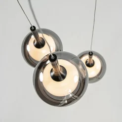 Hot Straluma Ronde 3-lichts hanglamp zwart met smoke glas