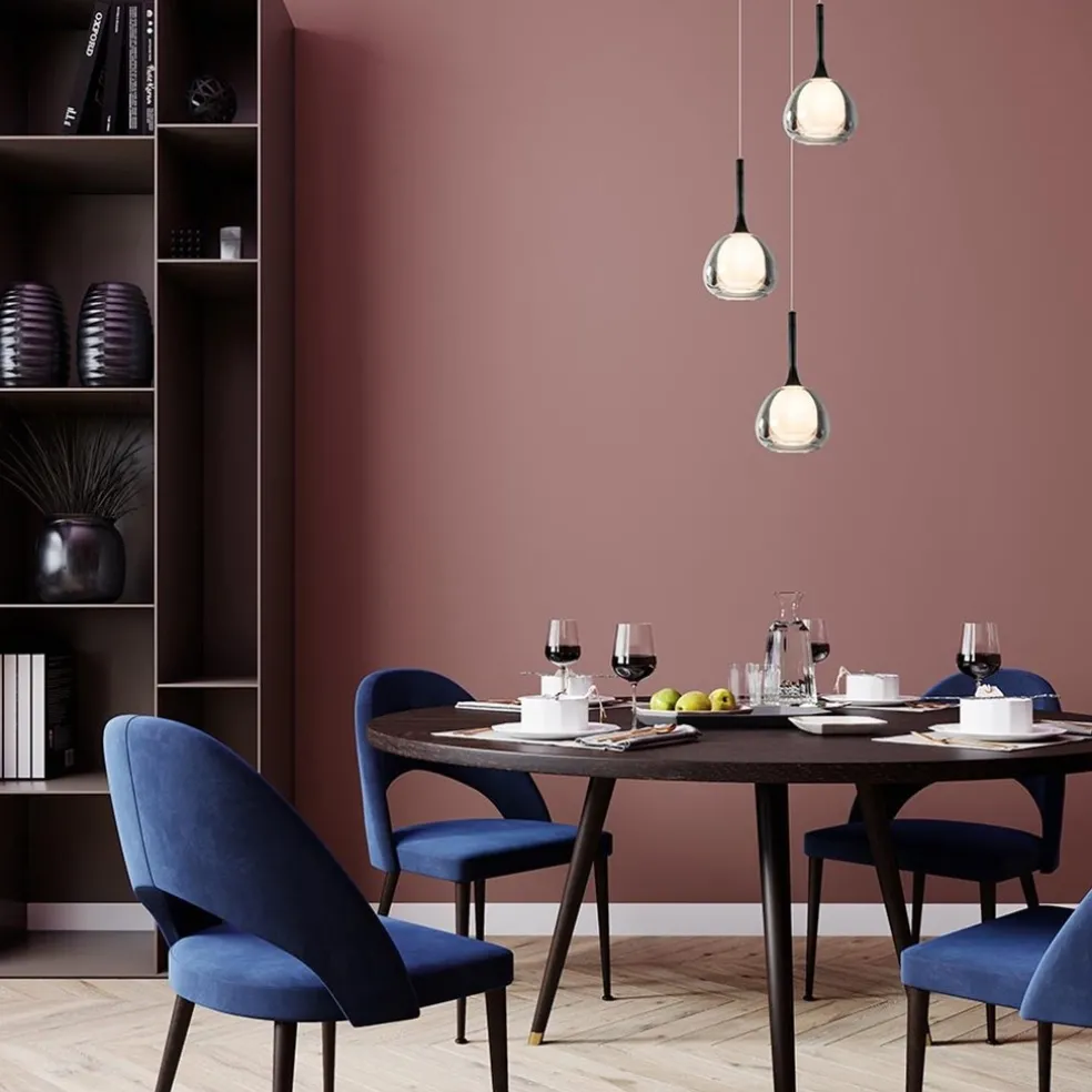 Hot Straluma Ronde 3-lichts hanglamp zwart met smoke glas