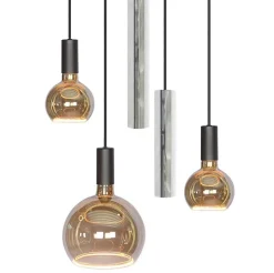 Outlet Straluma Ronde 5-lichts hanglamp zwart met nikkel