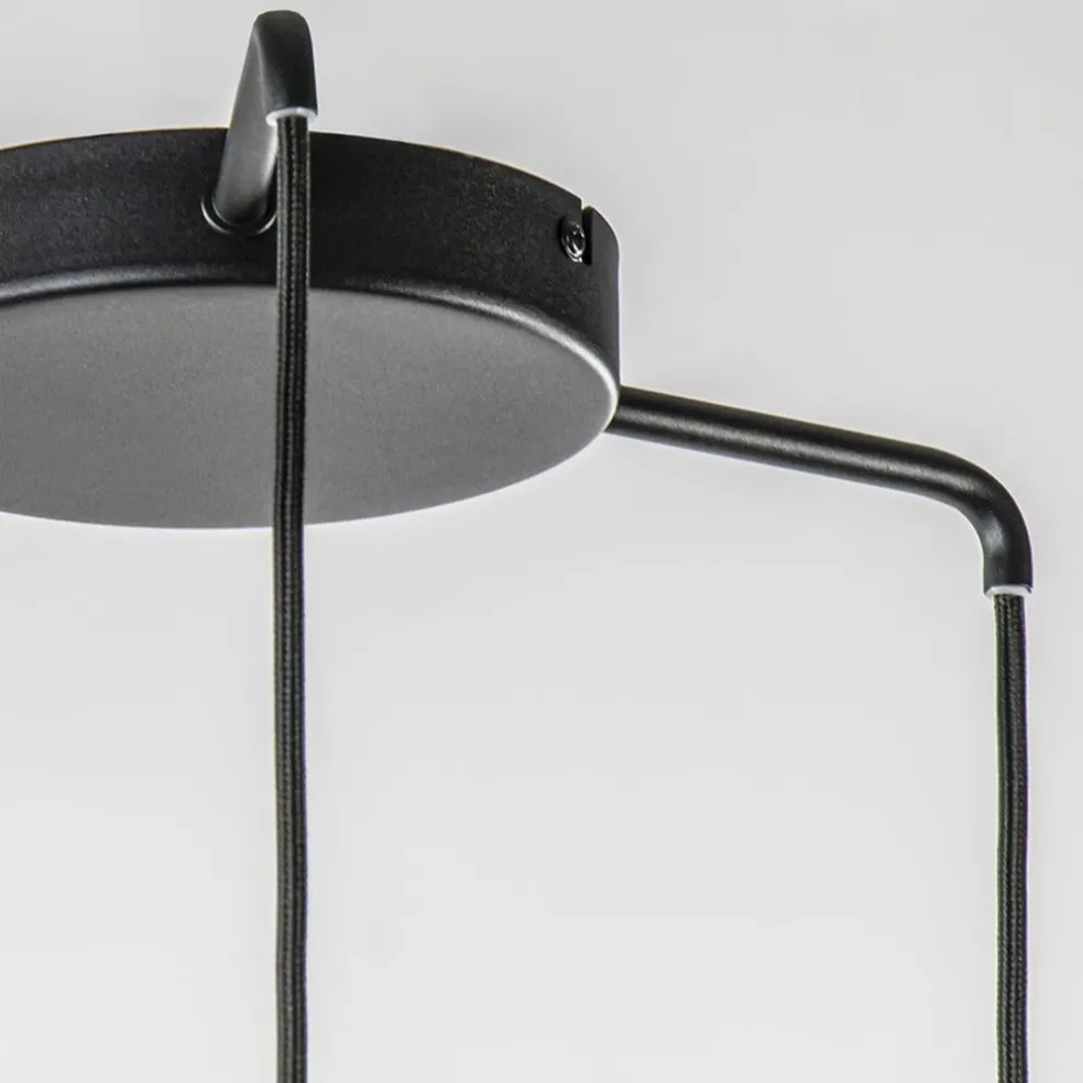 Hot Straluma Ronde 3-lichts hanglamp zwart/marmer met smoke glas