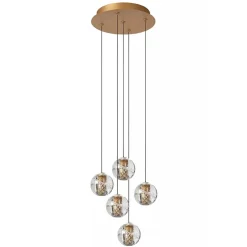 Flash Sale Straluma Ronde 5-lichts LED hanglamp goud met helder glas
