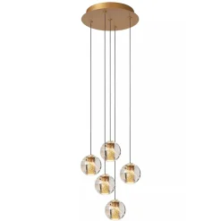 Flash Sale Straluma Ronde 5-lichts LED hanglamp goud met helder glas