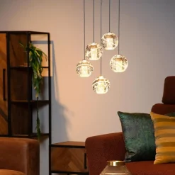 Flash Sale Straluma Ronde 5-lichts LED hanglamp goud met helder glas