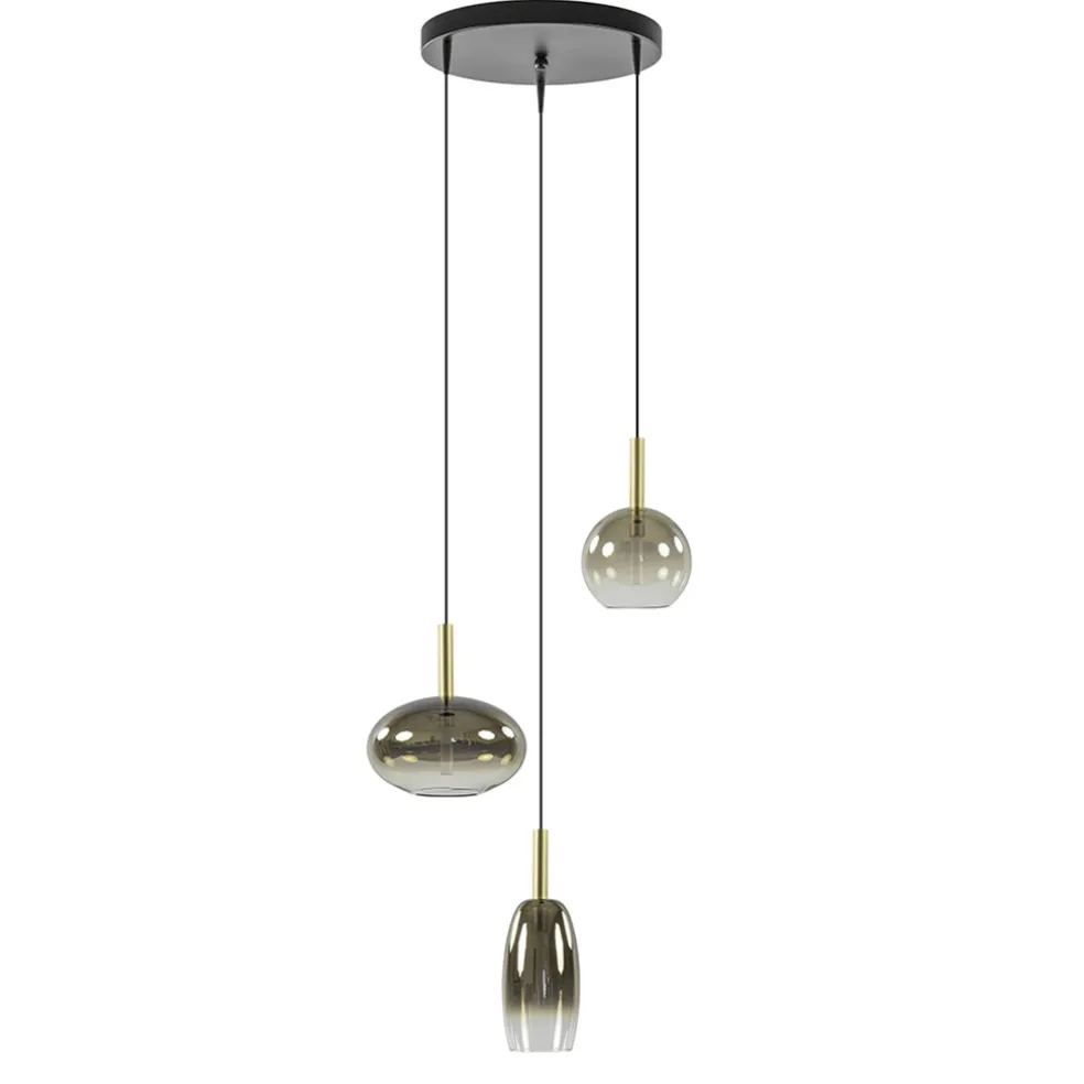 Clearance Straluma Ronde 3-Lichts LED hanglamp met gold fading glas