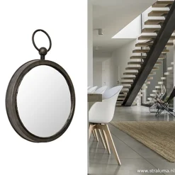New Straluma Ronde metalen spiegel zink/grijs klein
