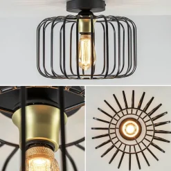 Sale Straluma Ronde plafondlamp draad zwart met goud