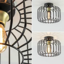 Sale Straluma Ronde plafondlamp draad zwart met goud
