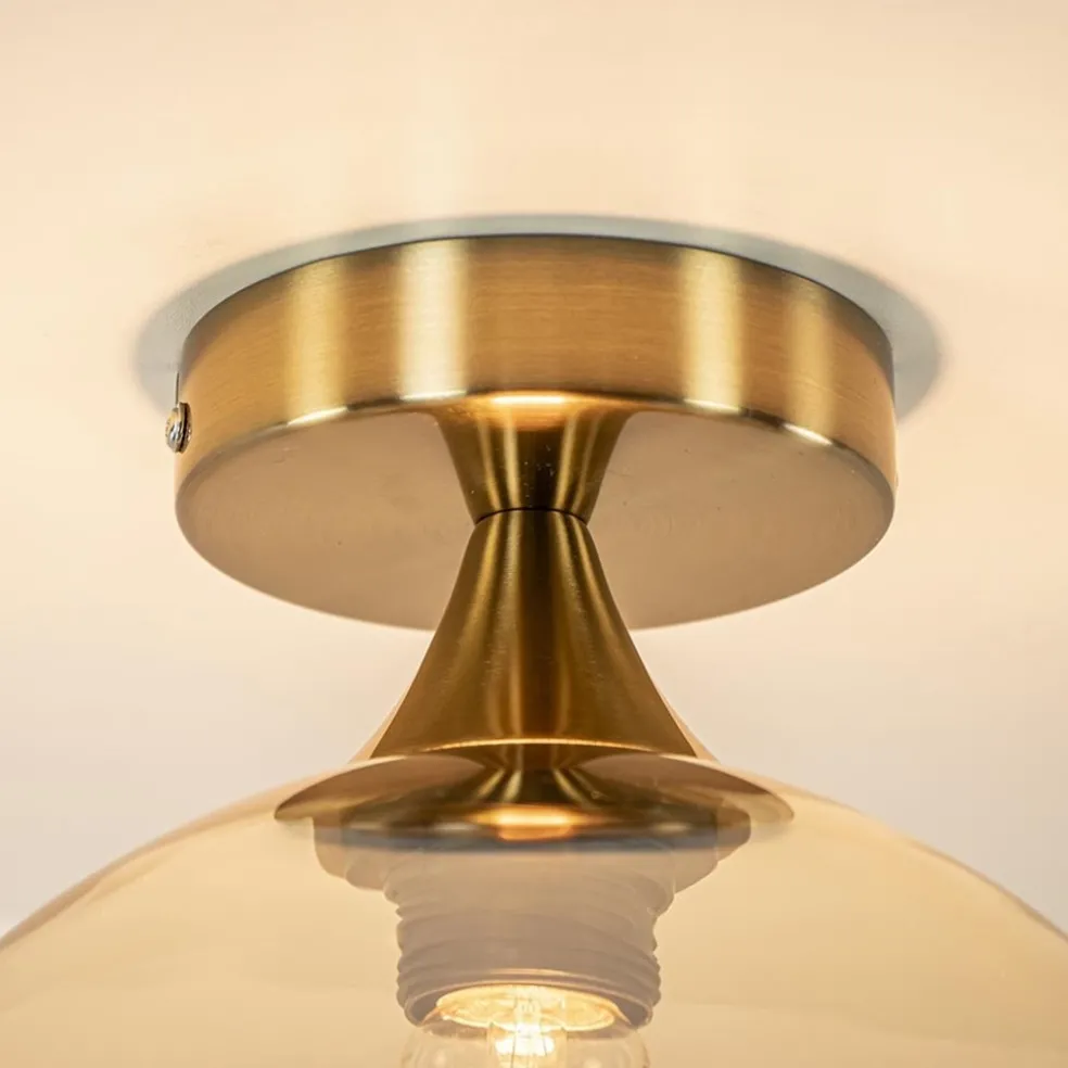 Clearance Straluma Ronde plafondlamp goud met amber glas