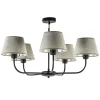 Shop Straluma Ronde plafondlamp 5-lichts zwart met taupe kapjes