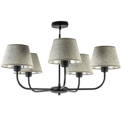 Shop Straluma Ronde plafondlamp 5-lichts zwart met taupe kapjes