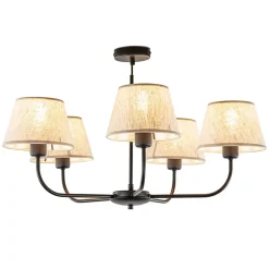 Shop Straluma Ronde plafondlamp 5-lichts zwart met taupe kapjes