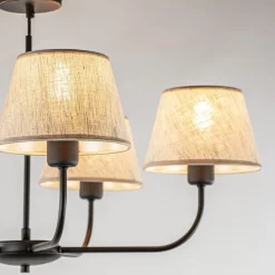 Shop Straluma Ronde plafondlamp 5-lichts zwart met taupe kapjes