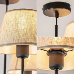 Shop Straluma Ronde plafondlamp 5-lichts zwart met taupe kapjes