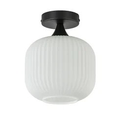 Shop Straluma Ronde plafondlamp retro zwart met wit glas
