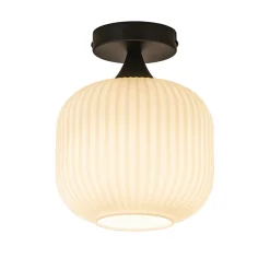 Shop Straluma Ronde plafondlamp retro zwart met wit glas