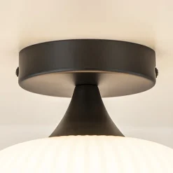 Shop Straluma Ronde plafondlamp retro zwart met wit glas