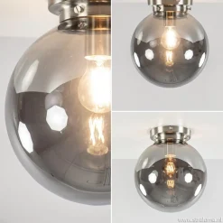 Cheap Straluma Ronde plafondlamp smokey glas met nikkel