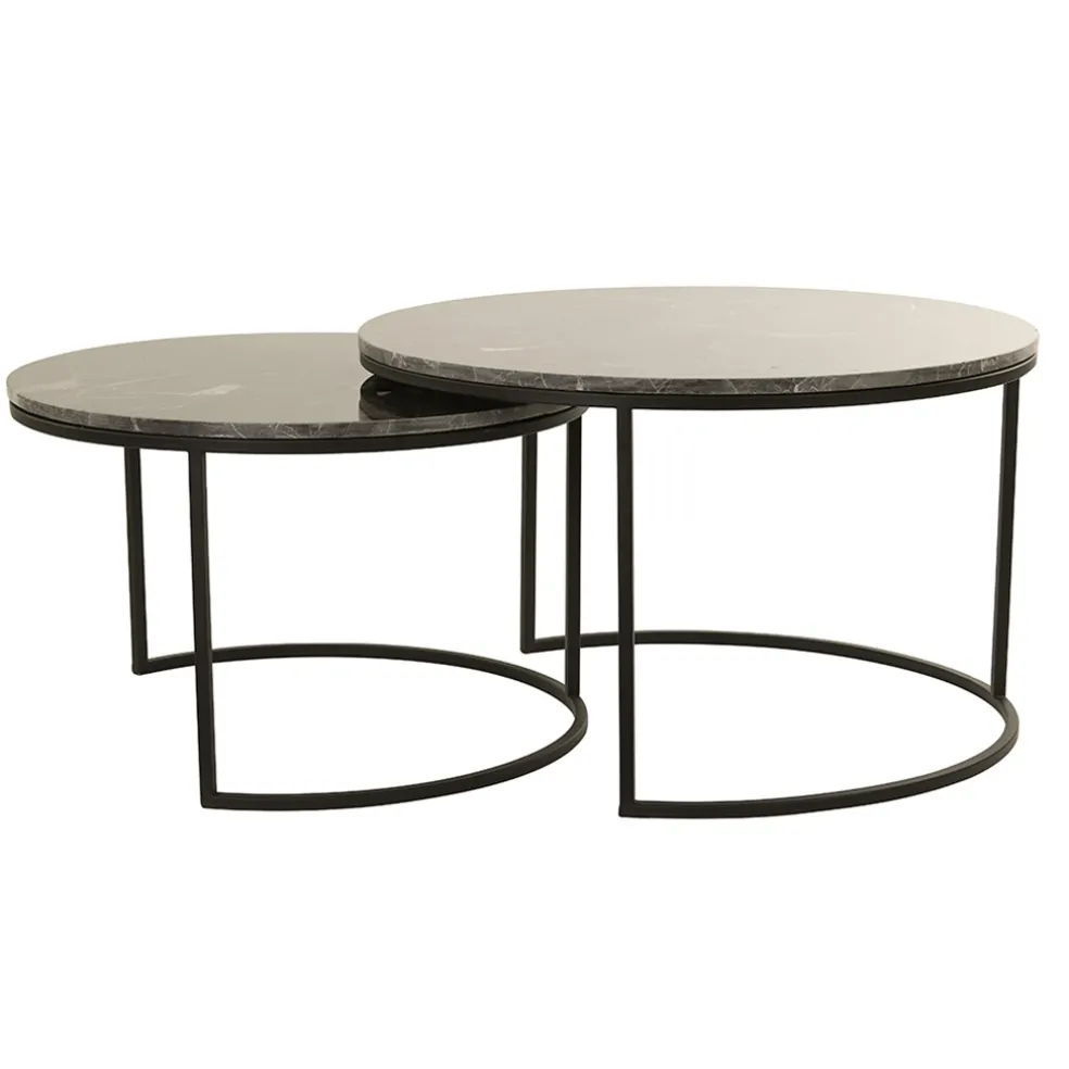 New Straluma Salontafel Alfio set van 2 bruin marmer met zwart