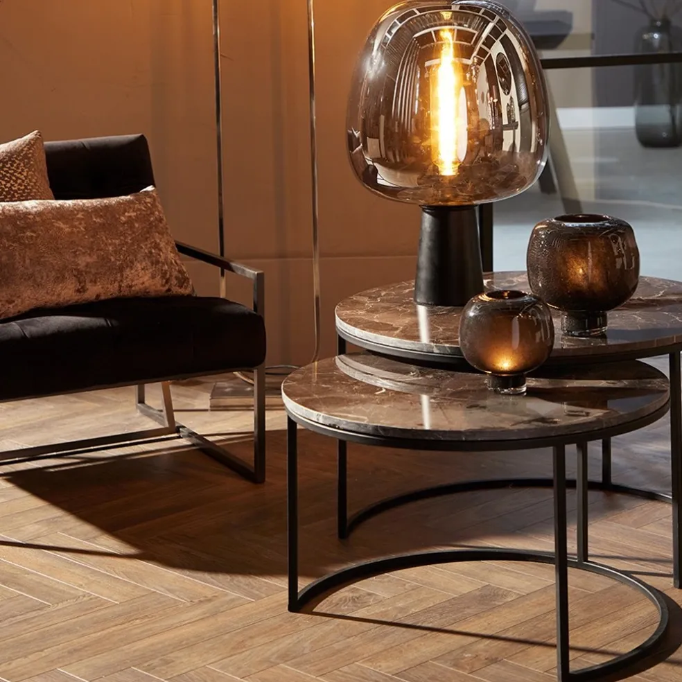 New Straluma Salontafel Alfio set van 2 bruin marmer met zwart