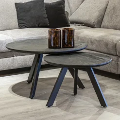 Clearance Straluma Salontafel rond hout zwart 60 cm