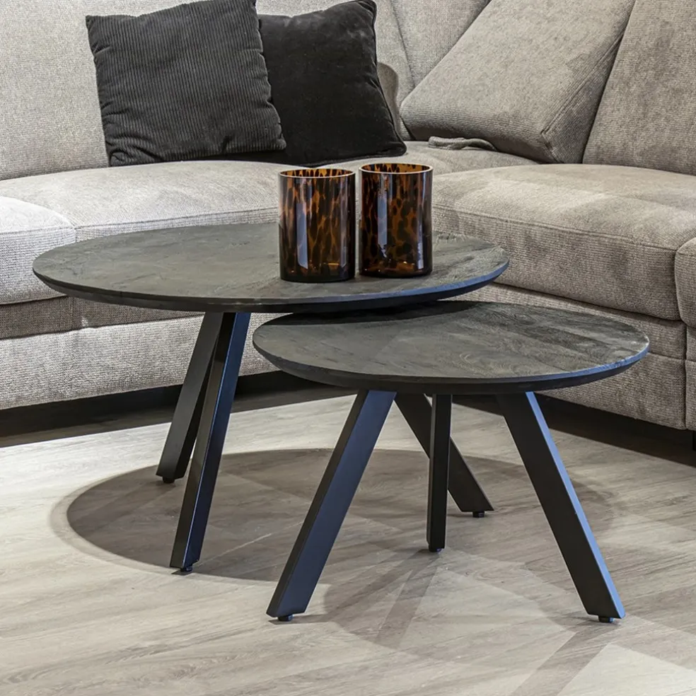 Clearance Straluma Salontafel rond hout zwart 60 cm