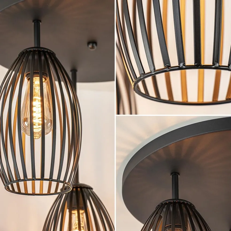 New Straluma Scandinavische 3-lichts plafondlamp mat zwart