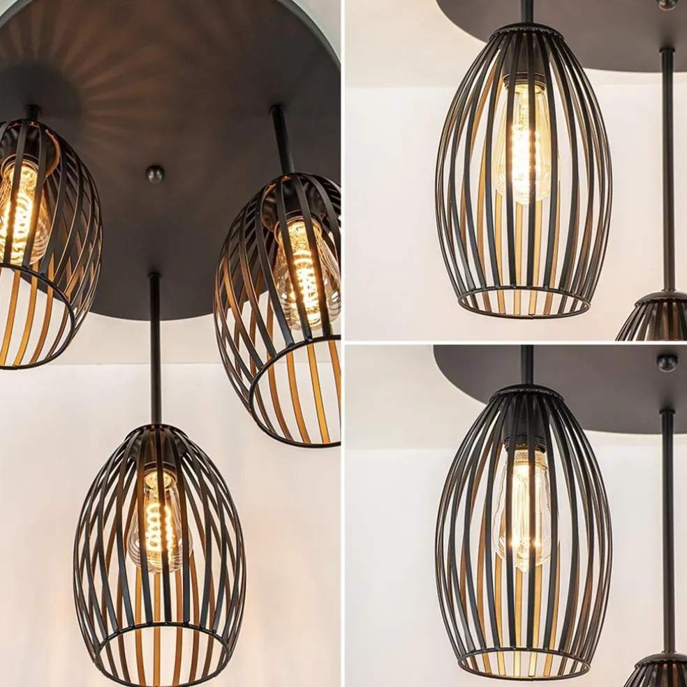 New Straluma Scandinavische 3-lichts plafondlamp mat zwart