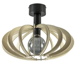 Best Straluma Scandinavische plafondlamp mat zwart met houten kap