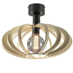Best Straluma Scandinavische plafondlamp mat zwart met houten kap