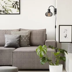 Store Straluma Scandinavische wandlamp mat zwart met snoer