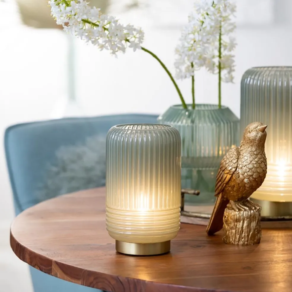 Store Straluma Sfeervolle tafellamp Lipa grijs groen op baterijen Light & Living