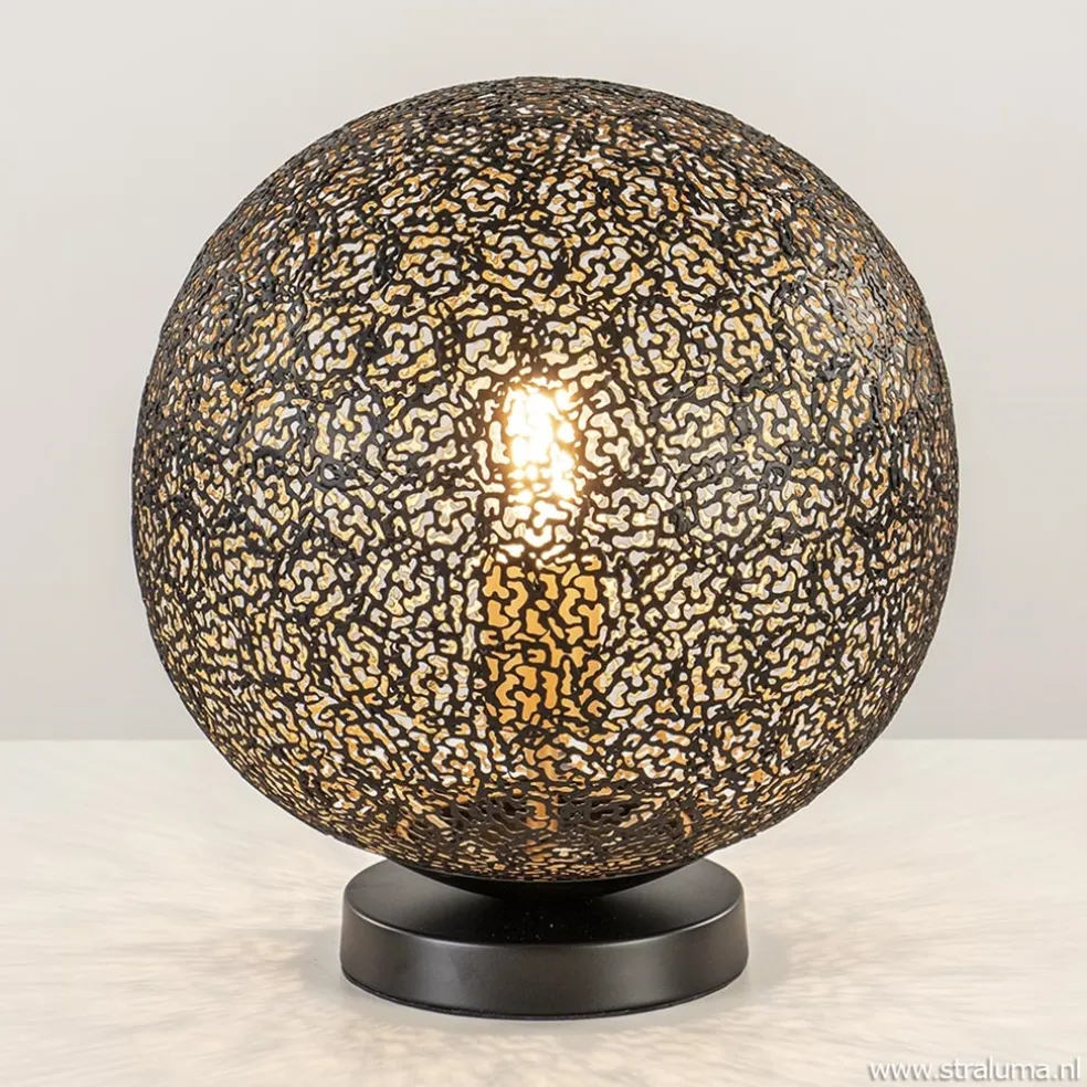 Cheap Straluma Sfeervolle tafellamp zwart/goud rond