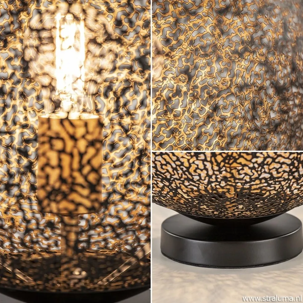 Cheap Straluma Sfeervolle tafellamp zwart/goud rond