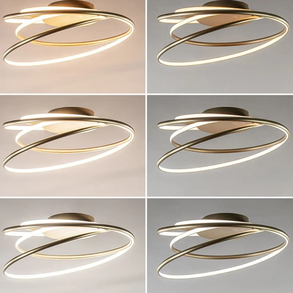 Outlet Straluma Sierlijke LED plafondlamp ringen goud