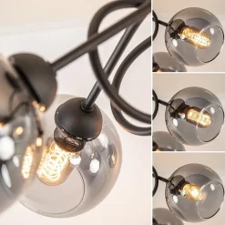 Outlet Straluma Sierlijke plafondlamp zwart met smoke glazen bollen