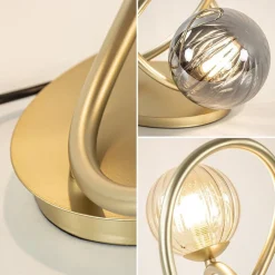 Cheap Straluma Sierlijke tafellamp goud met amber en smoke glas