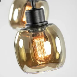 Online Straluma Sierlijke vloerlamp mat zwart met smoke glazen kappen