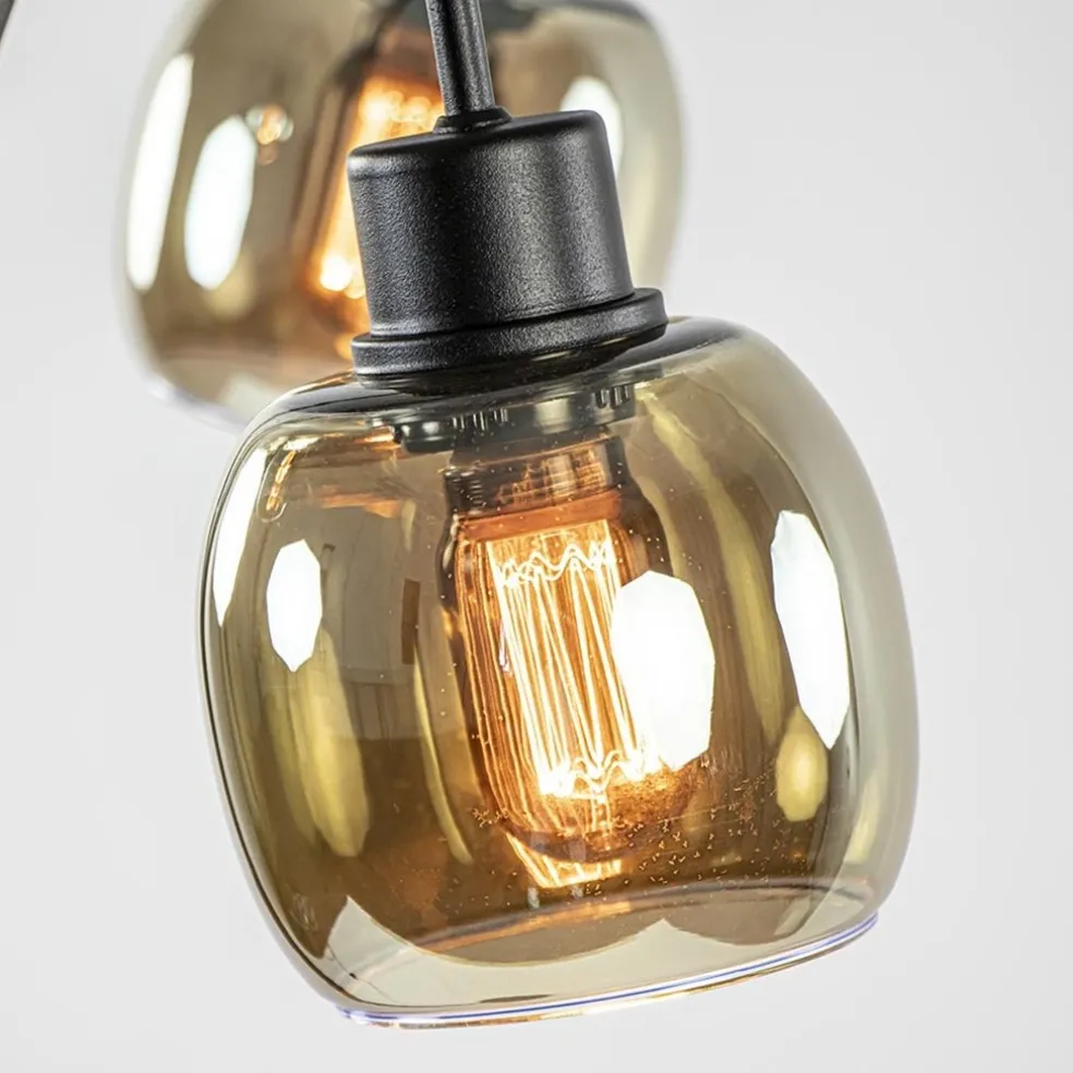 Online Straluma Sierlijke vloerlamp mat zwart met smoke glazen kappen