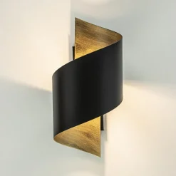 Sale Straluma Sierlijke wandlamp krul zwart met goud